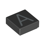 Tile 1 × 1 with letter Capital A Print Schwarz
