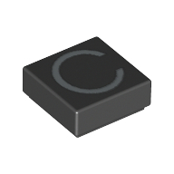 Tile 1 × 1 with letter Capital C Print Schwarz