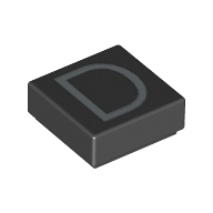 Tile 1 × 1 with letter Capital D Print Black