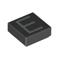 Tile 1 × 1 with letter Capital E Print Schwarz
