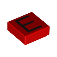 Tile 1 × 1 with letter Capital E Print Red