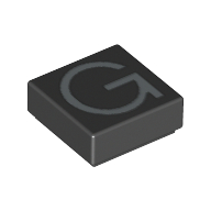 Tile 1 × 1 with letter Capital G Print Schwarz