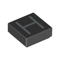 Tile 1 × 1 with letter Capital H Print Schwarz