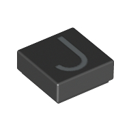 Tile 1 × 1 with letter Capital J Print Schwarz