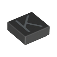 Tile 1 × 1 with letter Capital K Print Schwarz