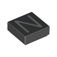 Tile 1 × 1 with letter Capital N Print Schwarz