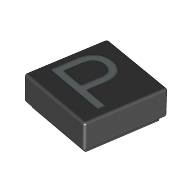 Tile 1 × 1 with letter Capital P Print Schwarz