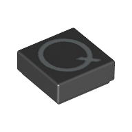 Tile 1 × 1 with letter Capital Q Print Schwarz