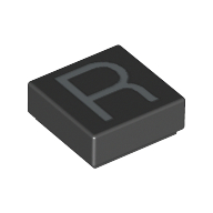 Tile 1 × 1 with letter Capital R Print Schwarz