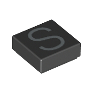 Tile 1 × 1 with letter Capital S Print Schwarz