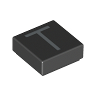 Tile 1 × 1 with letter Capital T Print Black