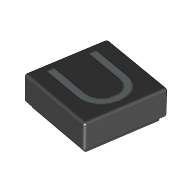 Tile 1 × 1 with letter Capital U Print Black