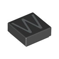 Tile 1 × 1 with letter Capital W Print Black