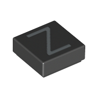 Tile 1 × 1 with letter Capital Z Print Schwarz