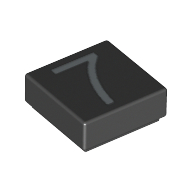 Tile 1 × 1 with Silver Number 7 Print Black