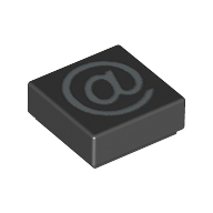 Tile 1 × 1 with Silver '@' Print Black