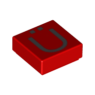 Tile 1 × 1 with Letter Ü Print Rot