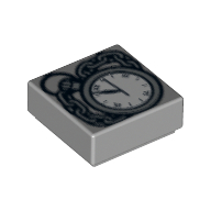 Tile 1 × 1 with Pocket Watch and Chain Print Hellblaugrau