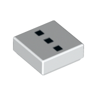 Tile 1 × 1 with 3 Black Squares Print White