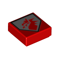 Tile 1 × 1 with Red Dragon on Light Bluish Grey Shield print Rot