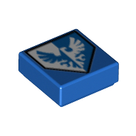 Fliese 1 × 1 mit Schild mit blau und silber Vogel Druck Blau