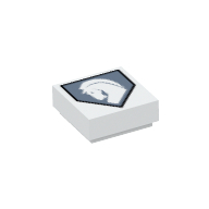 Tile 1 × 1 with White Horse on Sand Blue Pentagonal Shield Print White