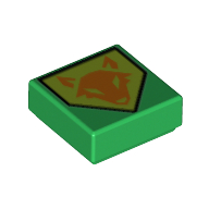 Tile 1 × 1 with Shield with Fox Head Print Grün