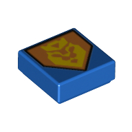 Tile 1 × 1 with Yellow King Symbol on Orange Pentagonal Shield Print Blue