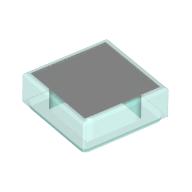 Tile 1 × 1 with White Square Print Trans-Light Blue