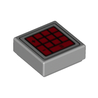Tile 1 × 1 with Red Calculator Keypad Print Hellblaugrau