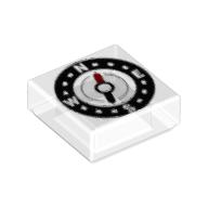 Tile 1 × 1 with Compass Print Trans-Clear