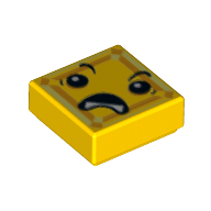 Tile 1 × 1 with Face with Open Downturned Mouth (Kryptomite) Ptiny Yellow