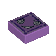 Tile 1 × 1 with Face with Hypnotic Eyes and Crooked Smile (Kryptomite) Print Mittellavendel