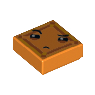 Tile 1 × 1 with Face with Narrowed Eyes, One Eyebrow Raised and Small Frown (Kryptomite) Print Orange