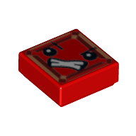 Tile 1 × 1 with Face with Angry Eyes and Bared Teeth (Kryptomite) Print Red