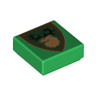 Tile 1 × 1 with Shield with Deer Head Print Grün