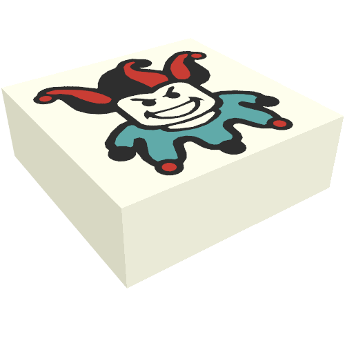 Tile 1 × 1 with Joker print Weiß