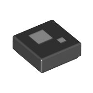 Tile 1 × 1 with Large and Small White Squares Print (BrickHeadz Eye) Black