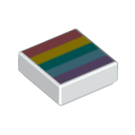 Tile 1 × 1 with Rainbow, Sand Red, Yellow, Dark Azure, Medium Blue, Dark Purple print Weiß