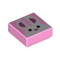 Tile 1 × 1 with White Bunny/Rabbit print Leuchtrosa