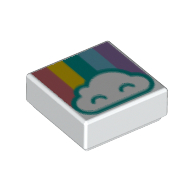 Tile 1 × 1 with Rainbow, Sand Red, Yellow, Dark Azure, Medium Blue, Dark Purple, Cloud print White