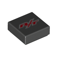 Tile 1 × 1 with Red R/T print in Black