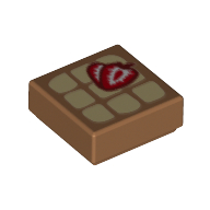 Tile 1 × 1 with Waffle, Strawberries print Medium Nougat