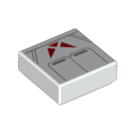Tile 1 × 1 with Light Bluish Grey, Red Triangles print White