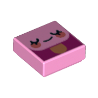 Tile 1 × 1 with Face, Closed , Blushes on Ice Cream Stick print Leuchtrosa