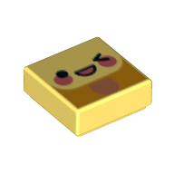Tile 1 × 1 with Face, Wink, Blushes on Ice Cream Stick print Bright Light Yellow