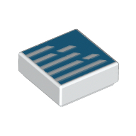 Tile 1 × 1 with Blue Square, White Lines print White