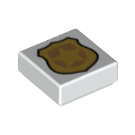 Tile 1 × 1 with Police Badge print White