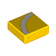 Tile 1 × 1 with Quarter Circle White Line print Yellow