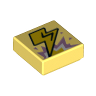 Tile 1 × 1 with Yellow Lightning Bolt print Bright Light Yellow
